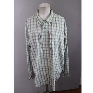 Patagonia Sun Stretch Shirt XL Green Plaid Long Sleeve Fishing Mens 52198